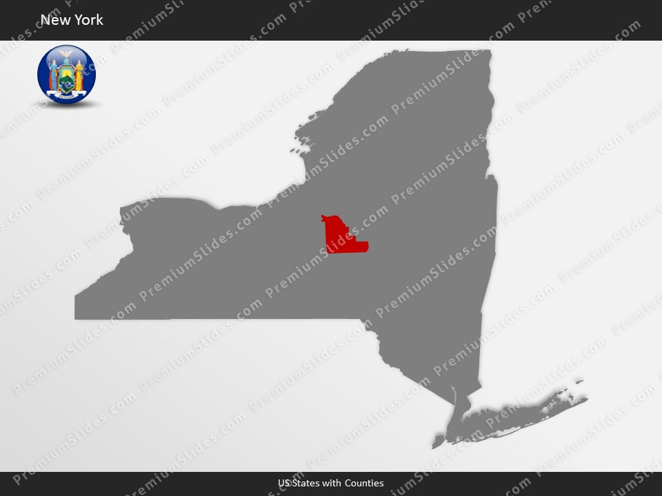 New York County Map Template for PowerPoint