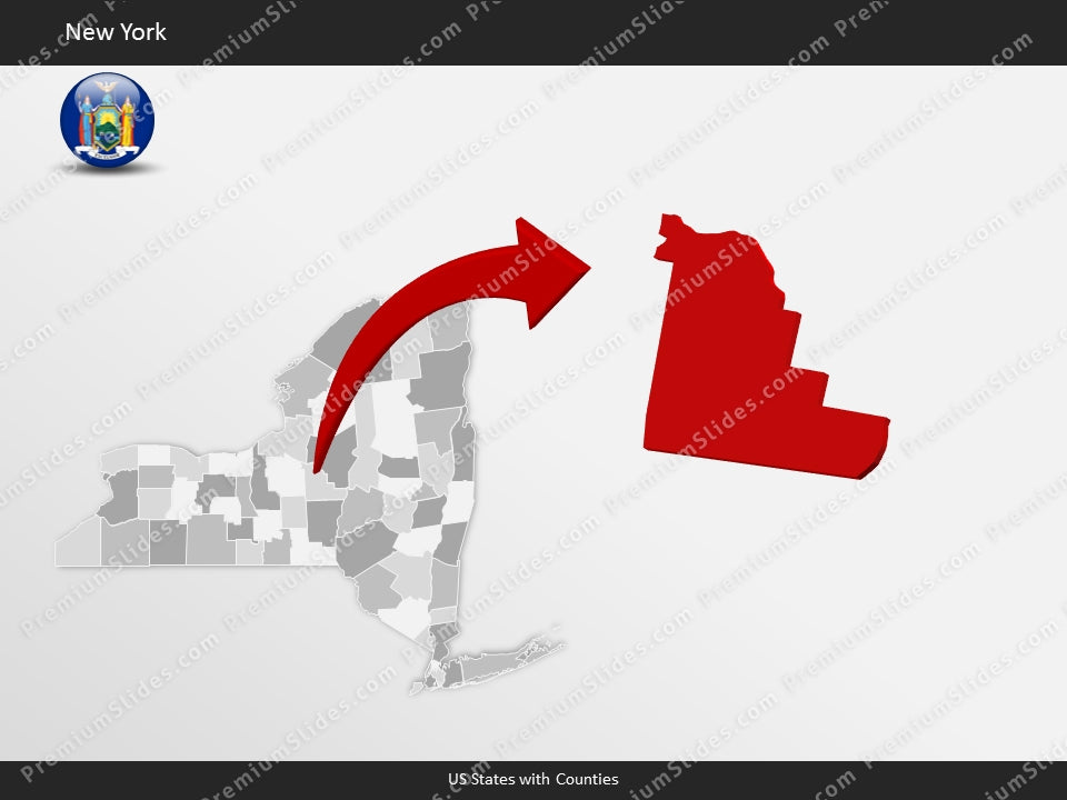 New York County Map Template for PowerPoint