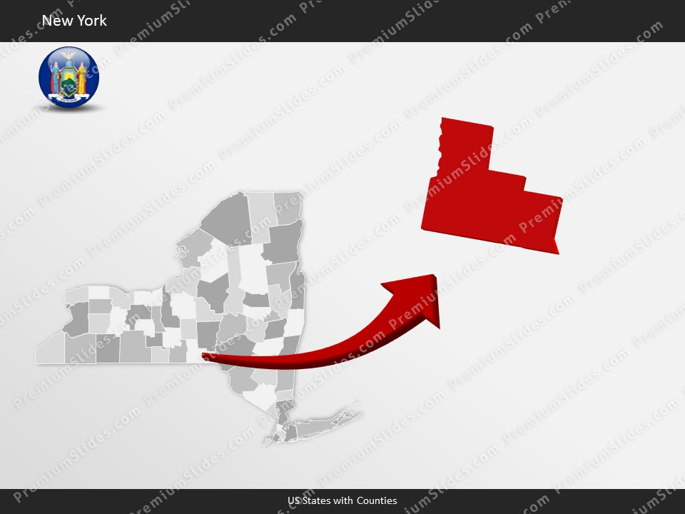 New York County Map Template for PowerPoint