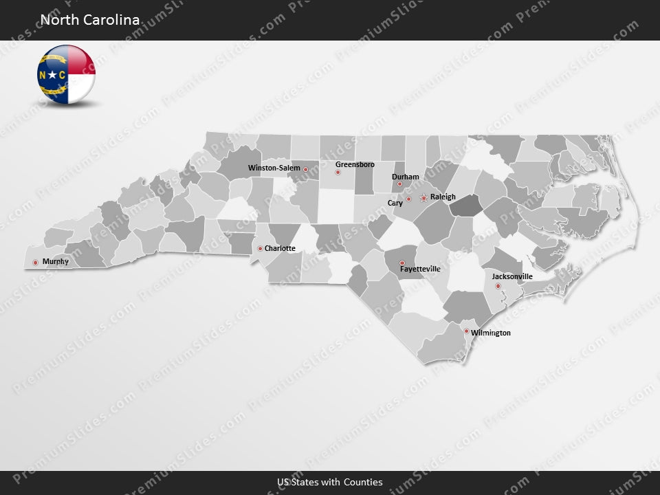 North Carolina County Map Template for PowerPoint