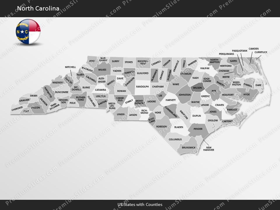 North Carolina County Map Template for PowerPoint