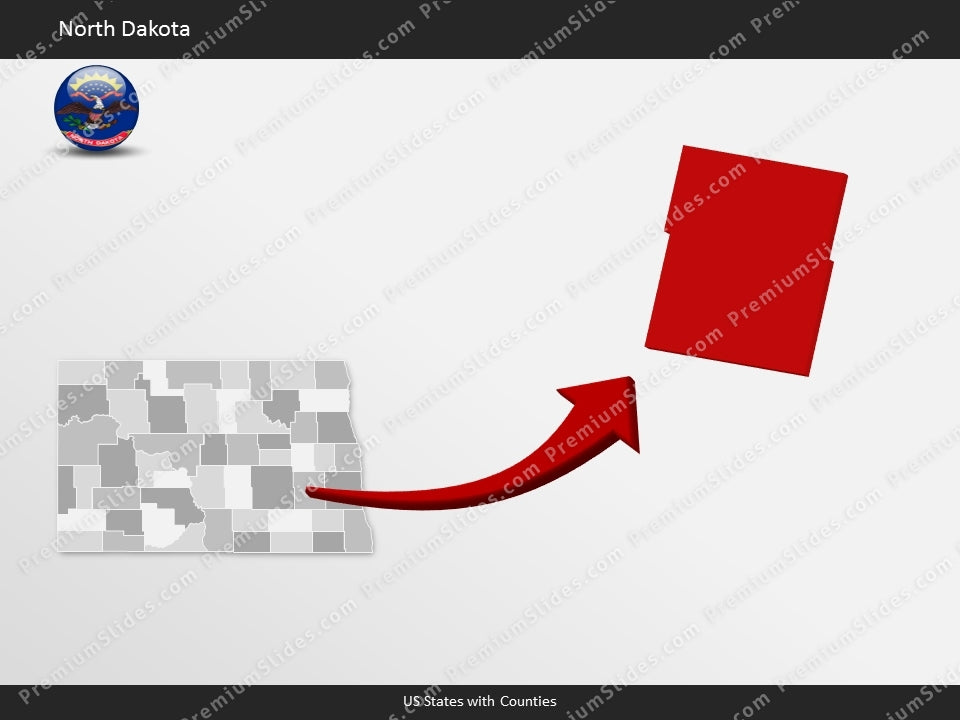 North Dakota County Map Template for PowerPoint