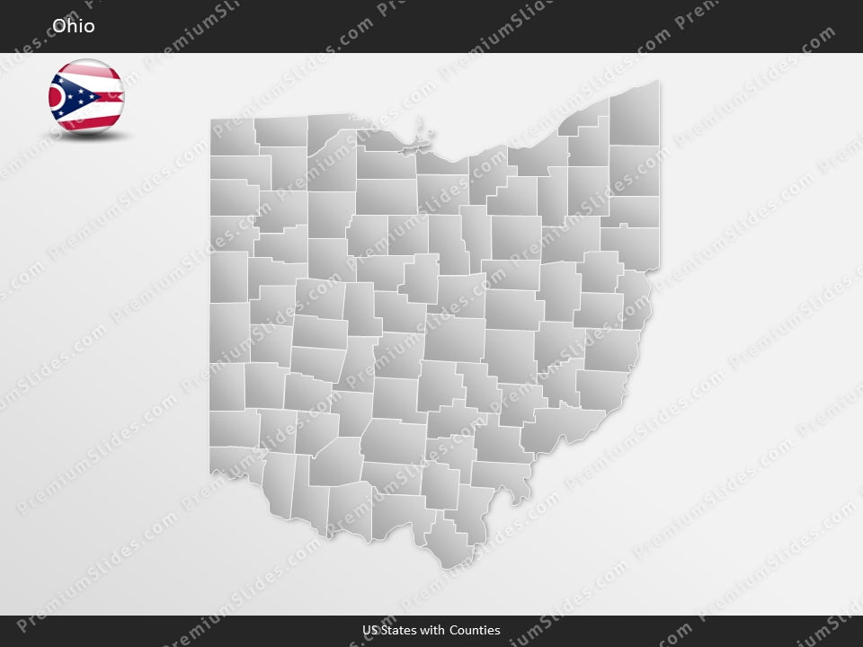 Ohio County Map Template for PowerPoint