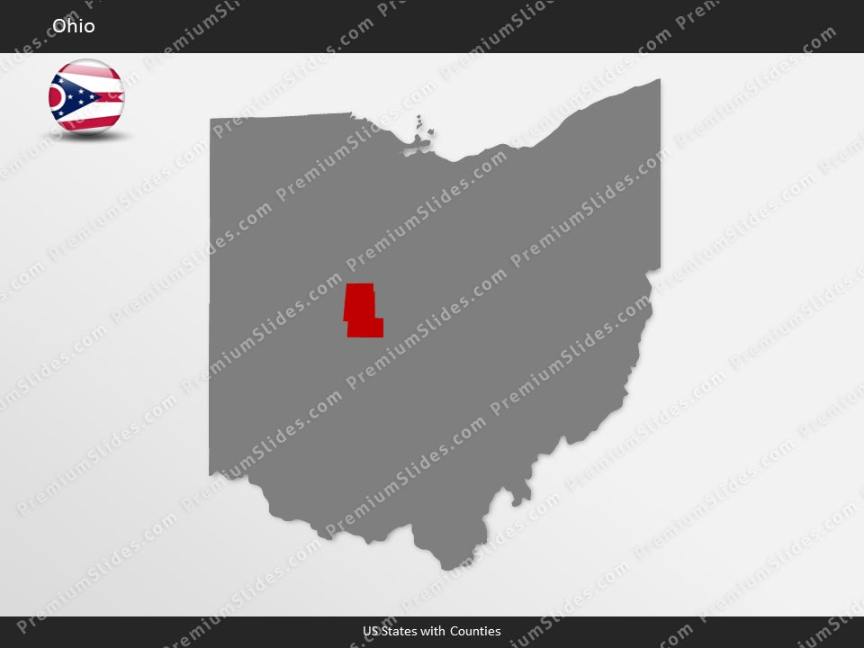 Ohio County Map Template for PowerPoint