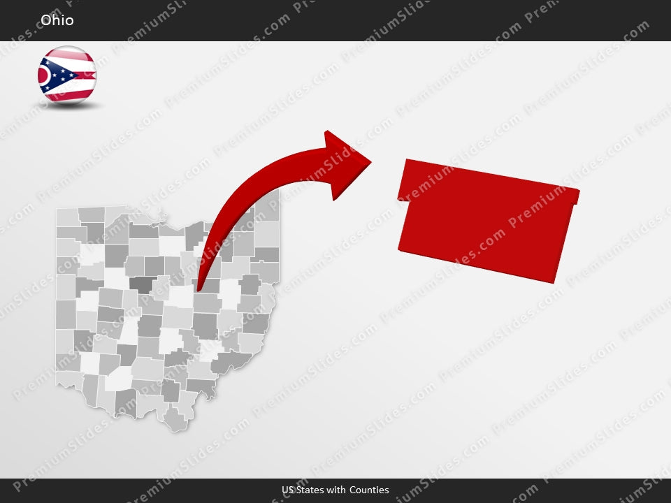 Ohio County Map Template for PowerPoint