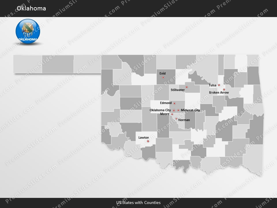 Oklahoma County Map Template for PowerPoint