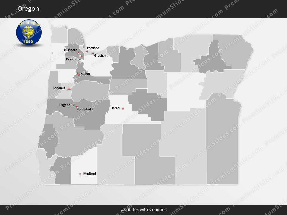 Oregon County Map Template for PowerPoint