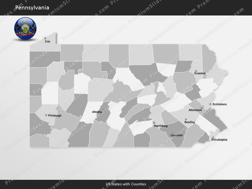 Pennsylvania County Map Template for PowerPoint