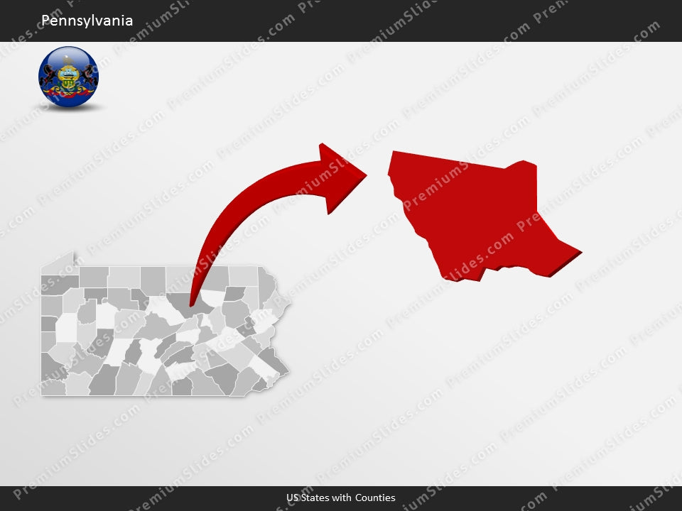 Pennsylvania County Map Template for PowerPoint