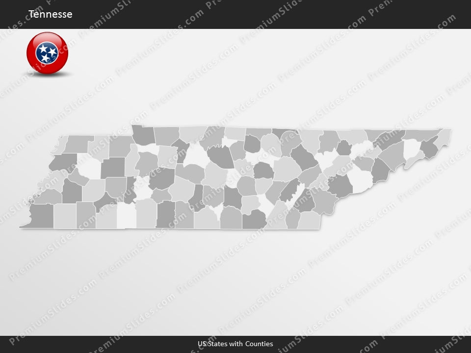 Tennessee County Map Template for PowerPoint