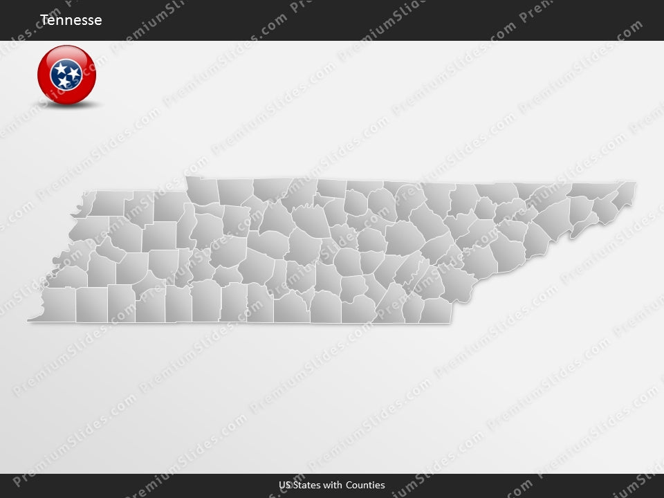 Tennessee County Map Template for PowerPoint