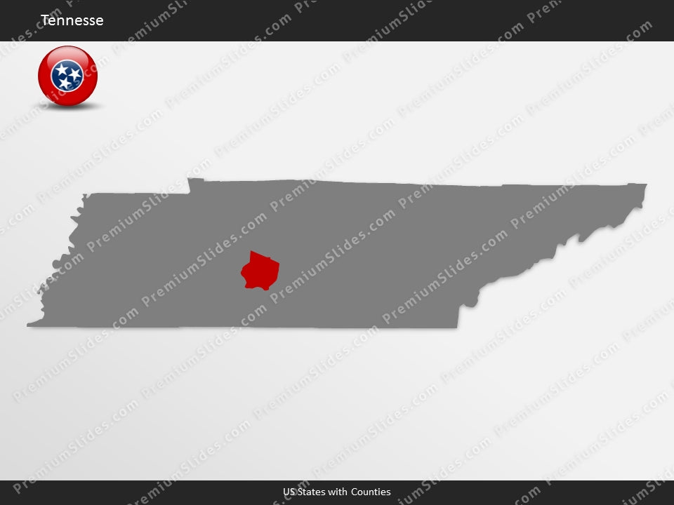 Tennessee County Map Template for PowerPoint