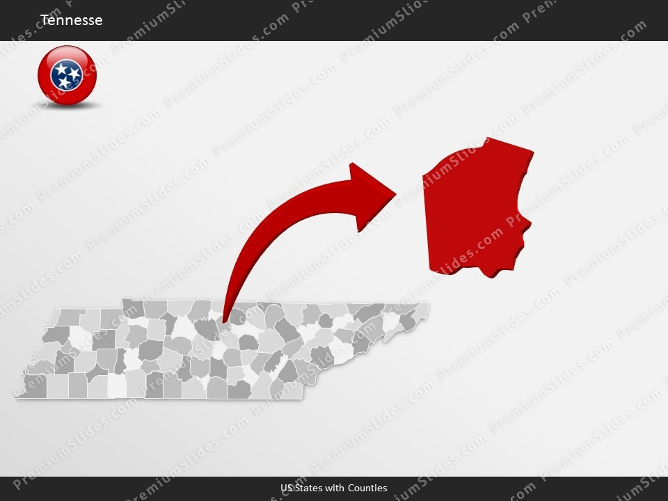 Tennessee County Map Template for PowerPoint