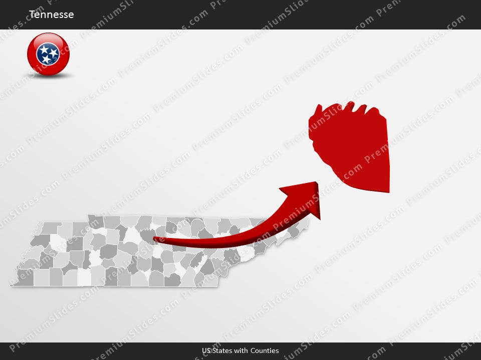 Tennessee County Map Template for PowerPoint
