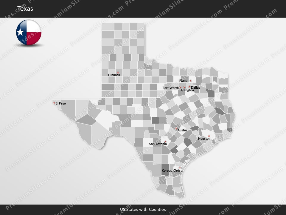Texas County Map Template for PowerPoint