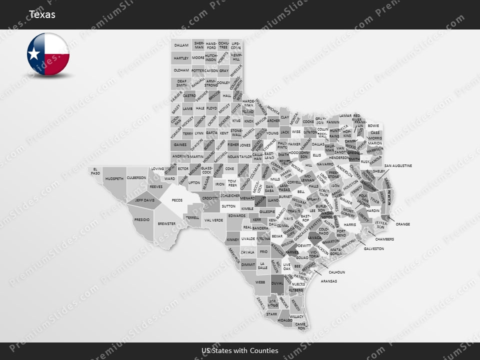 Texas County Map Template for PowerPoint