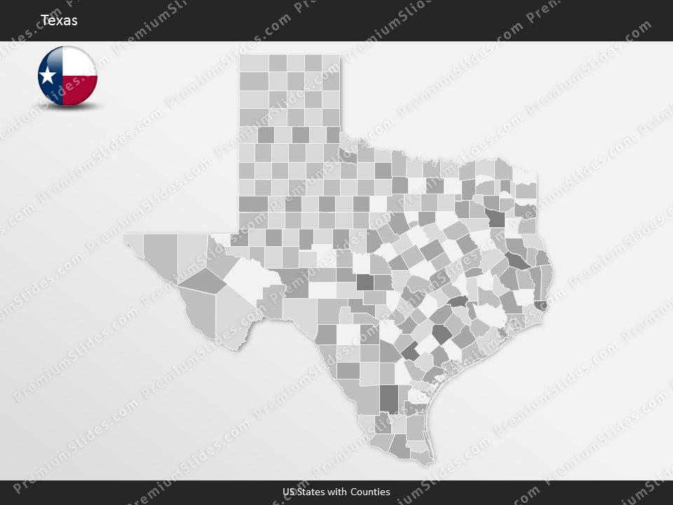 Texas County Map Template for PowerPoint