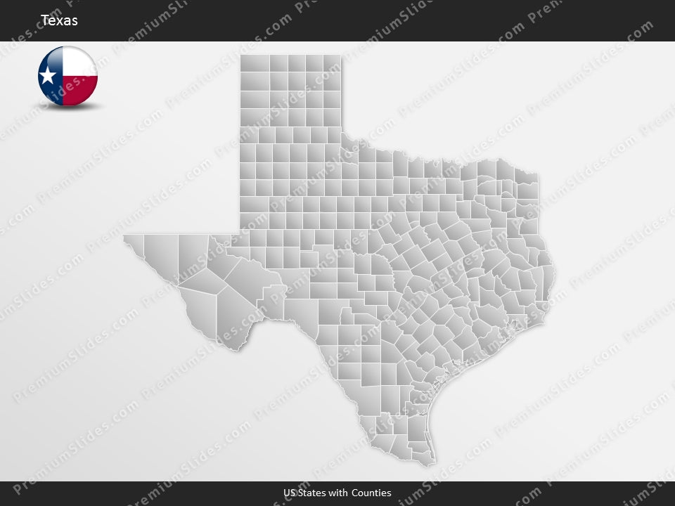 Texas County Map Template for PowerPoint