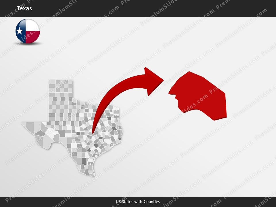 Texas County Map Template for PowerPoint