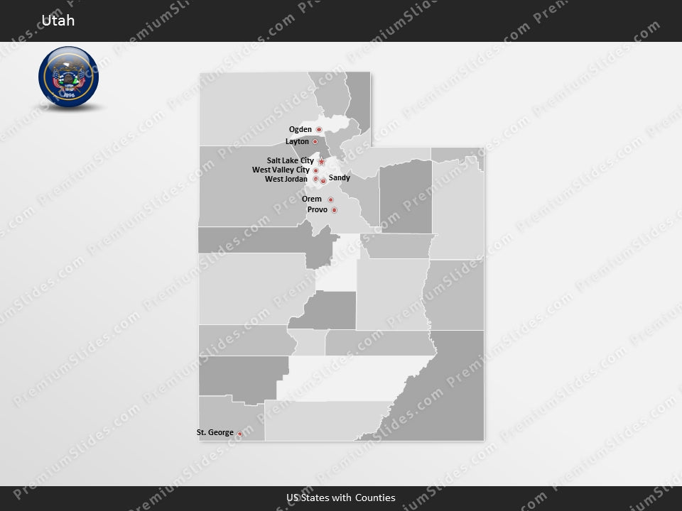 Utah County Map Template for PowerPoint