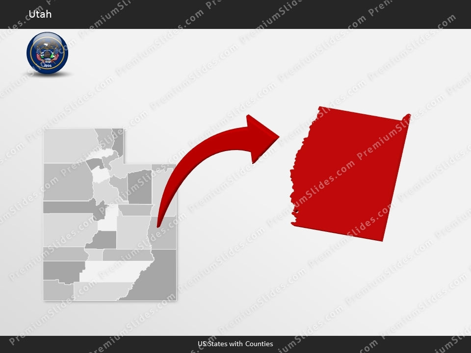 Utah County Map Template for PowerPoint