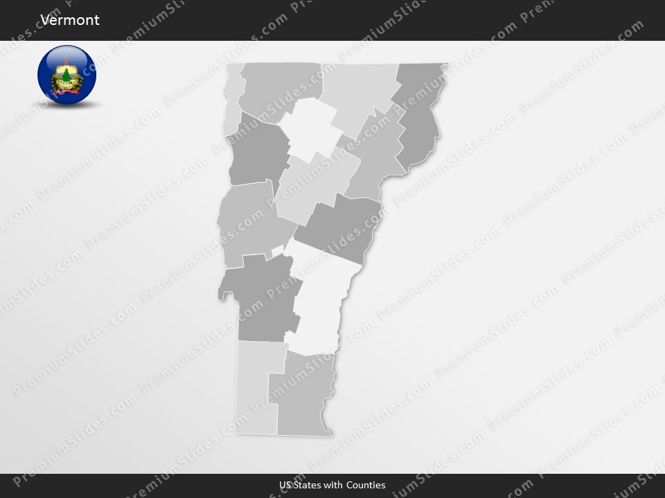 Vermont County Map Template for PowerPoint