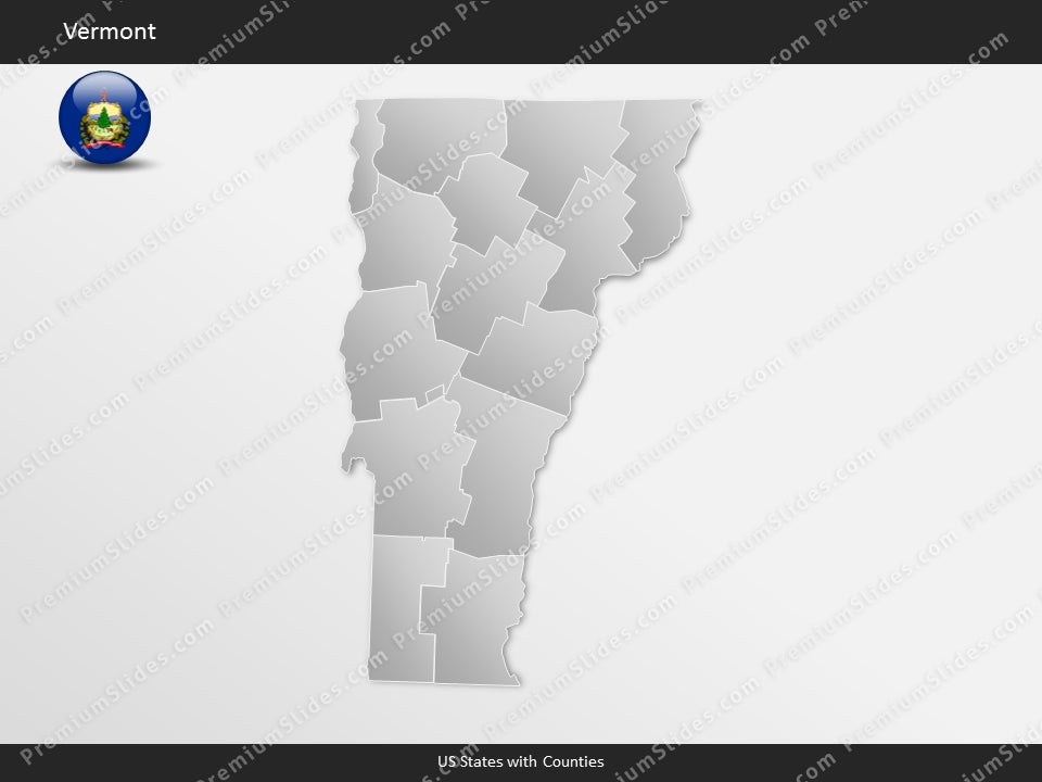 Vermont County Map Template for PowerPoint