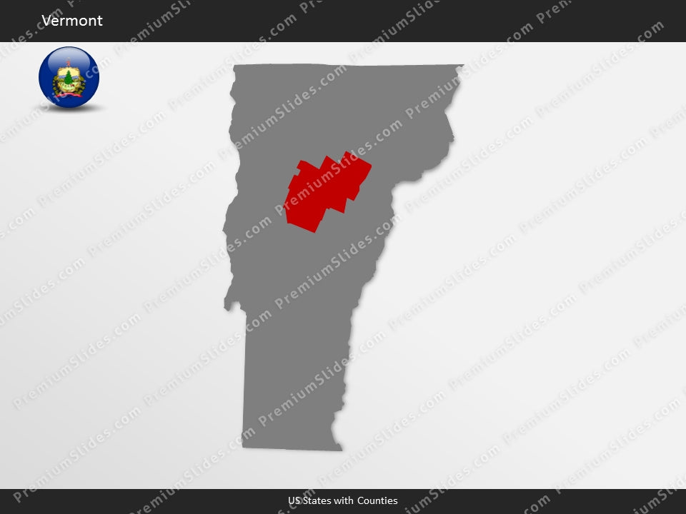 Vermont County Map Template for PowerPoint