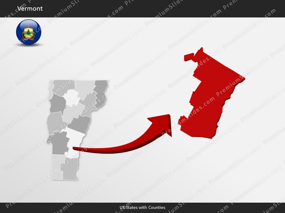 Vermont County Map Template for PowerPoint