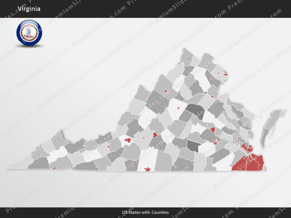 Virginia County Map Template for PowerPoint