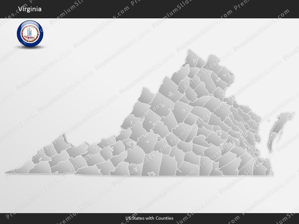 Virginia County Map Template for PowerPoint