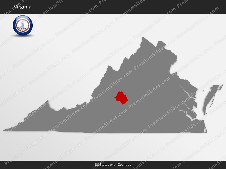 Virginia County Map Template for PowerPoint