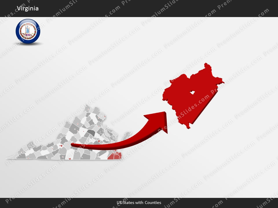 Virginia County Map Template for PowerPoint