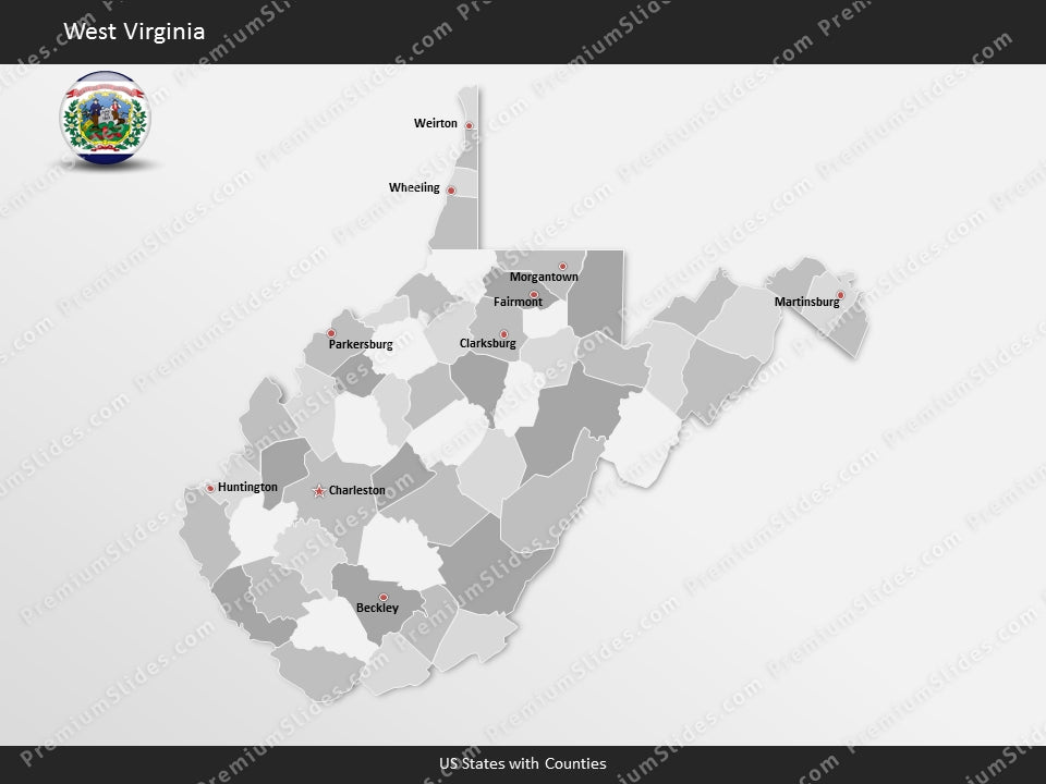 West Virginia County Map Template for PowerPoint