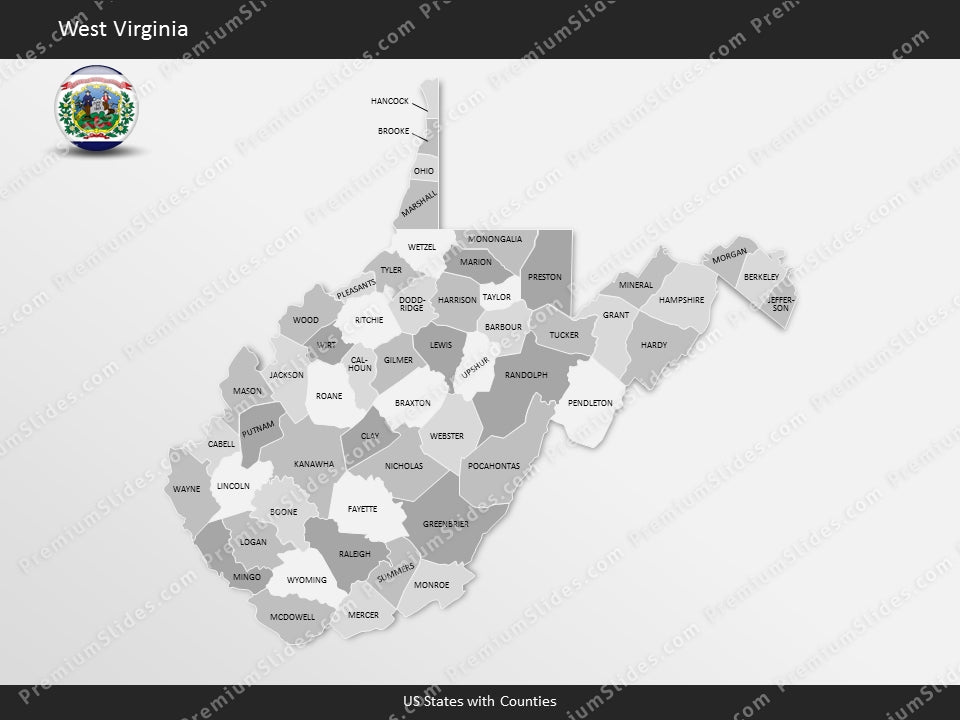 West Virginia County Map Template for PowerPoint