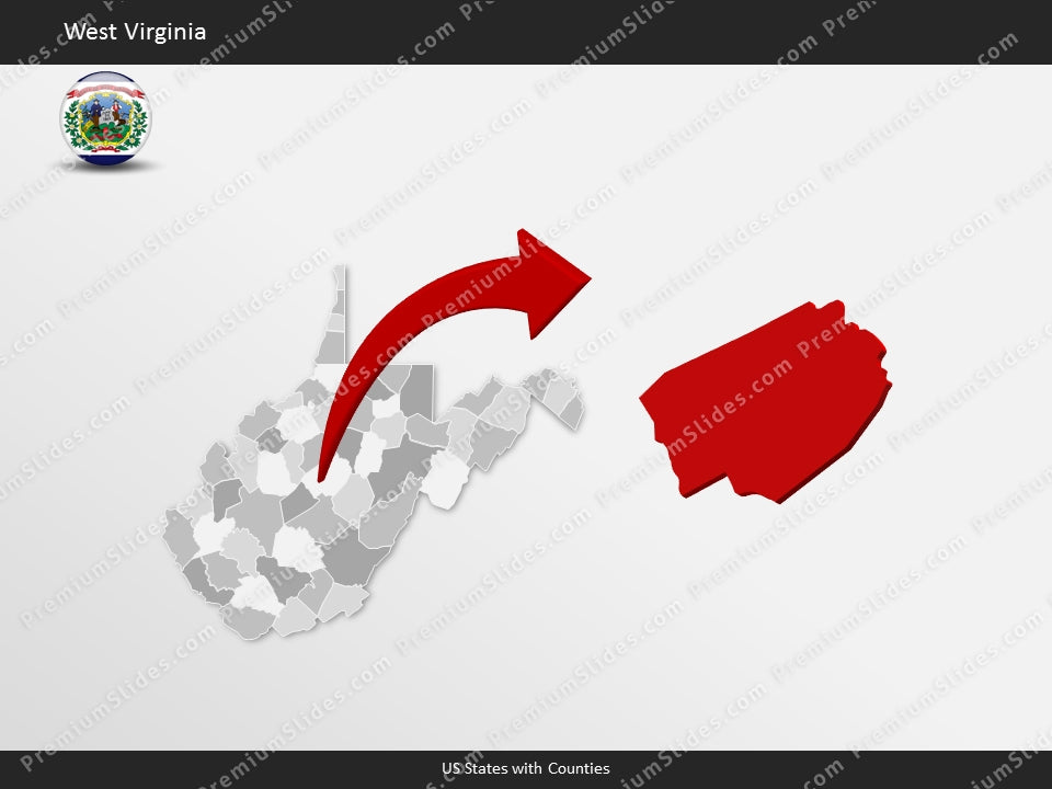 West Virginia County Map Template for PowerPoint