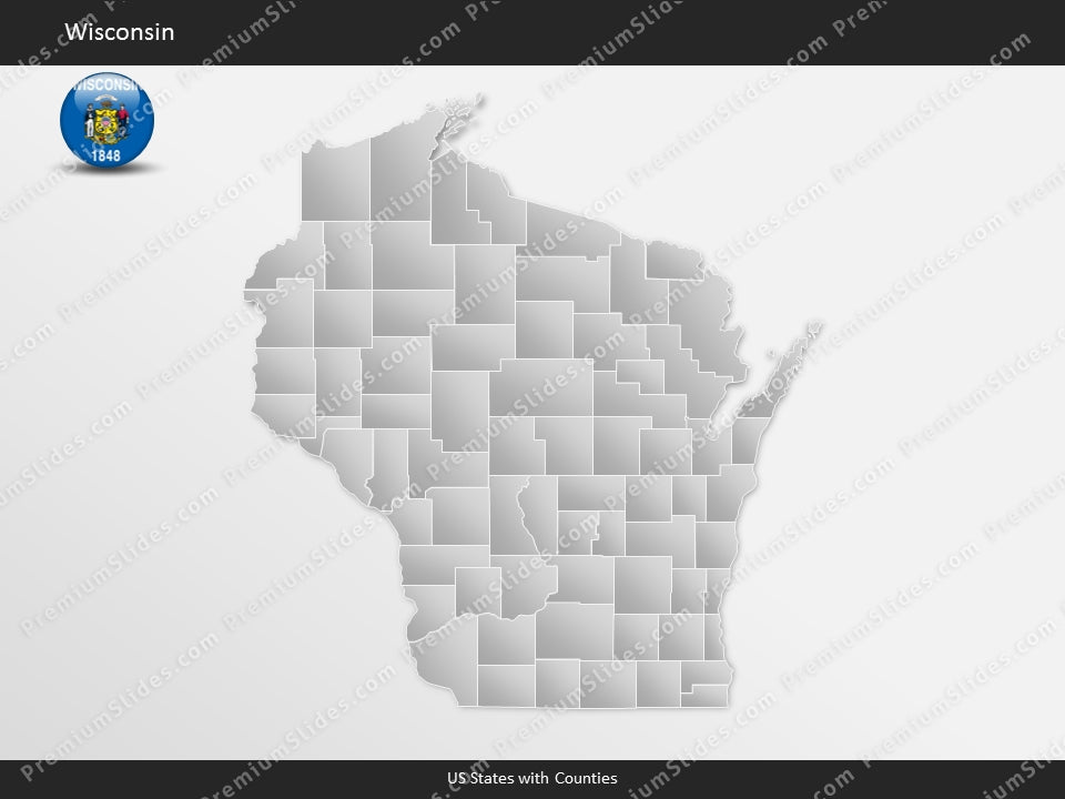 Wisconsin County Map Template for PowerPoint