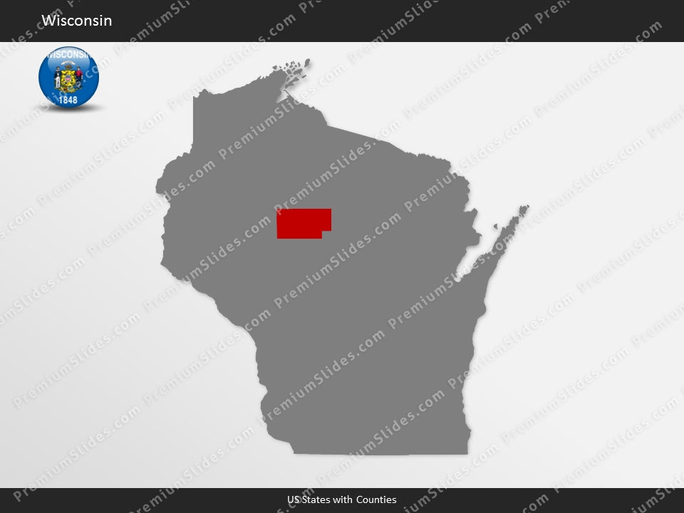 Wisconsin County Map Template for PowerPoint