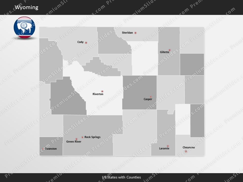 Wyoming County Map Template for PowerPoint