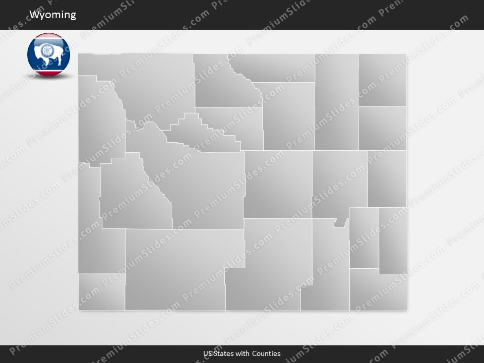 Wyoming County Map Template for PowerPoint