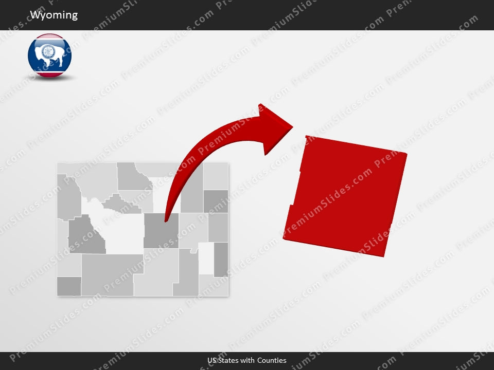 Wyoming County Map Template for PowerPoint