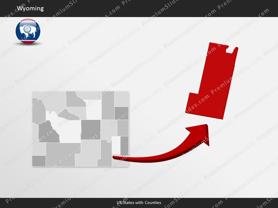 Wyoming County Map Template for PowerPoint