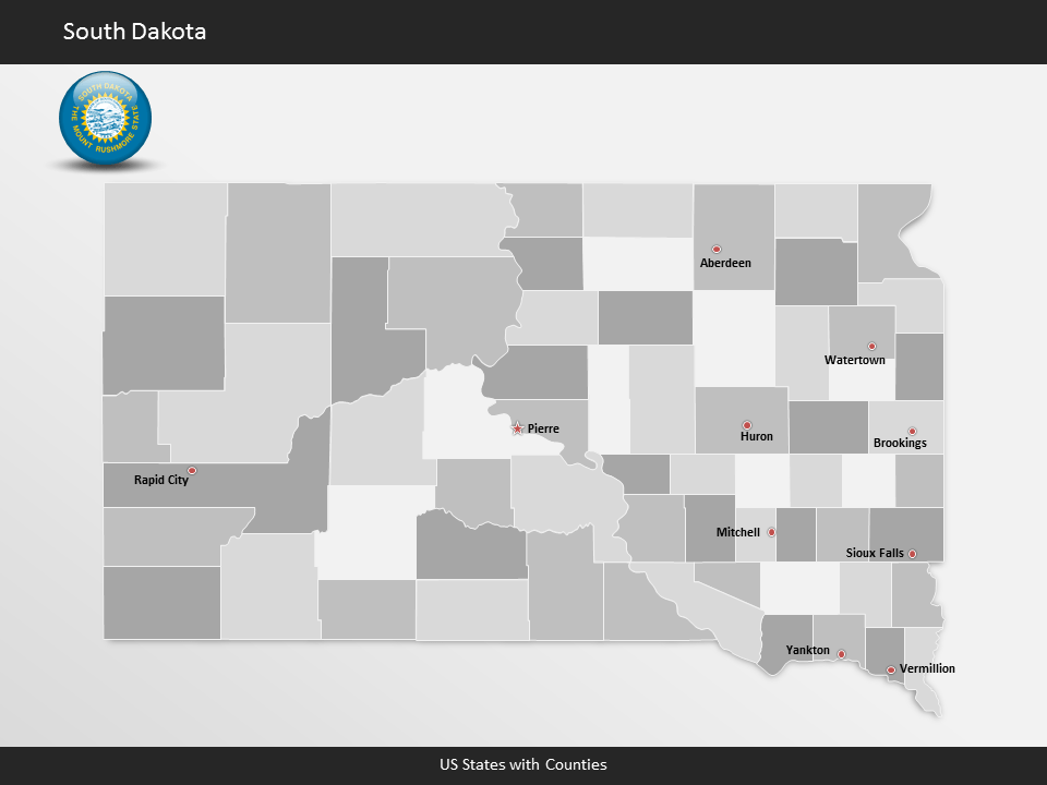 South Dakota County Map Template for PowerPoint