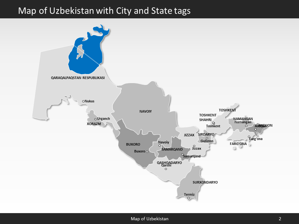 powerpoint map uzbekistan