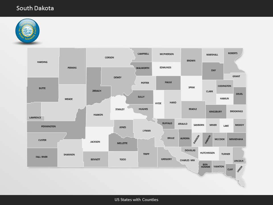 South Dakota County Map Template for PowerPoint
