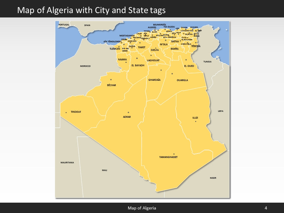 Algiers Map - Editable Map of Algiers - Template for PowerPoint
