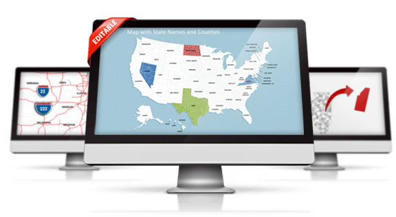 Fully Editable US Maps
