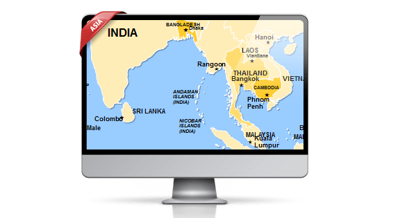 PremiumSlides Asia Continent Maps
