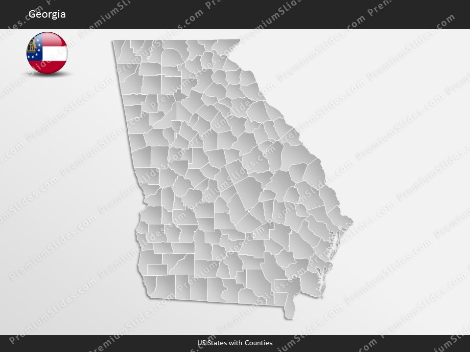 Georgia County Map Template for PowerPoint
