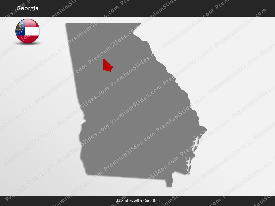 Georgia County Map Template for PowerPoint